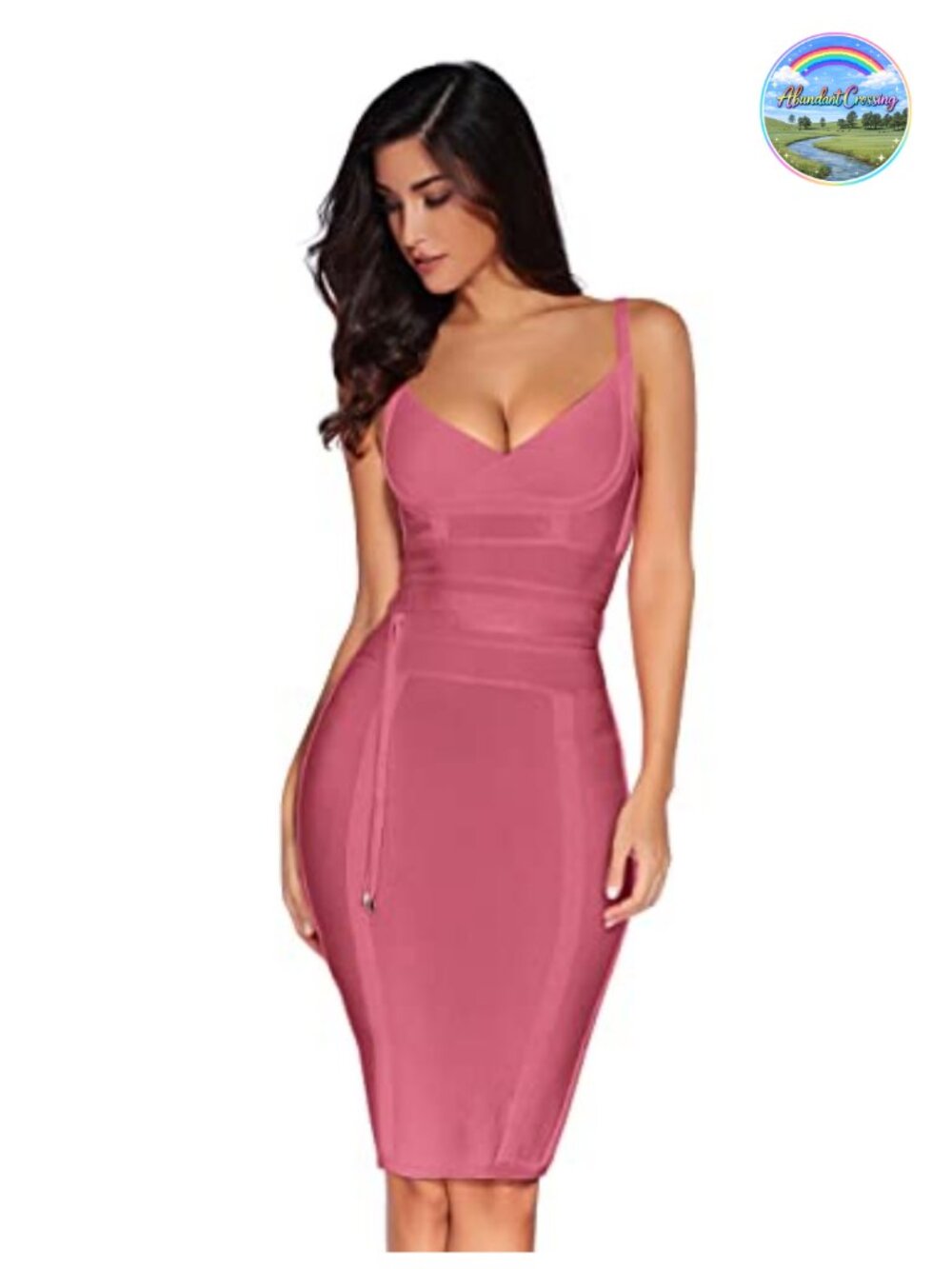Womens Rayon Bandage Bodycon Party Dress With Belt Detail